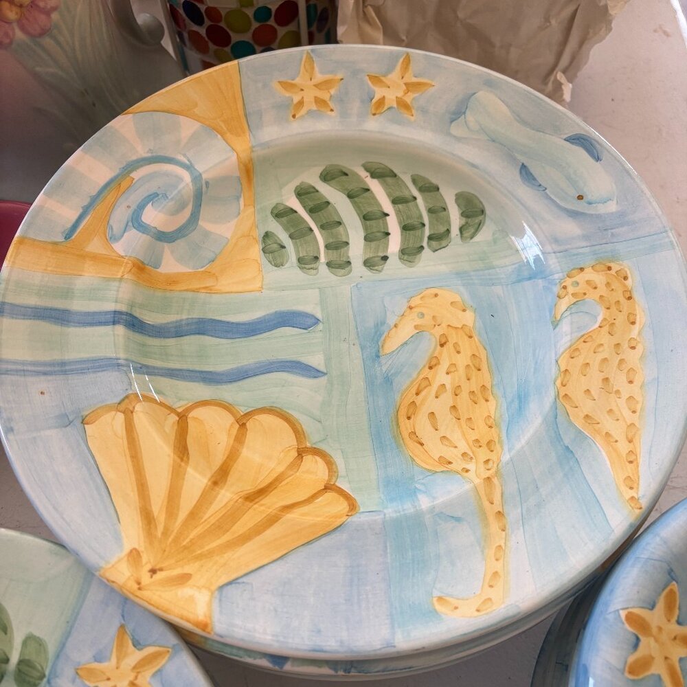 BELLA CERAMICA SEASHELL DINNER PLATE REPLACEMENT BEACH THEMED 10.5" DIAMETER